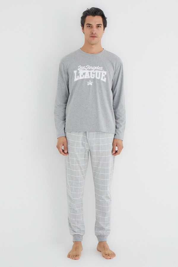 Trendyol Trendyol Gray Regular Fit Plaid Knitted Pajama Set