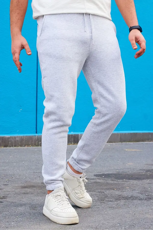 Trendyol Trendyol Grey Unisex Regular/Normal Cut Leg Elasticated Polar Fleece/Warm Sweatpants