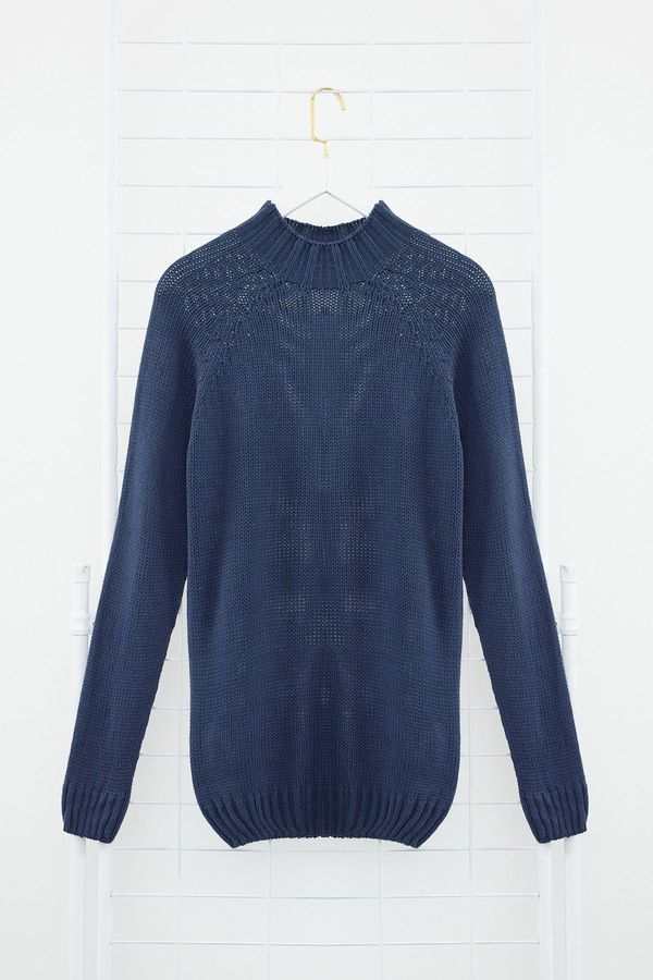 Trendyol Trendyol Indigo Men's Slim Fit Turtleneck Half Turtleneck Raglan Sleeve Seamless Basic Knitwear Sweater