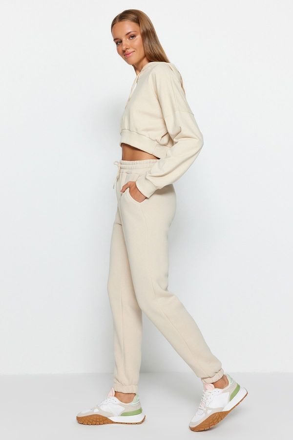 Trendyol Trendyol kamen debele osnovne pletene trenirke s runom iznutra