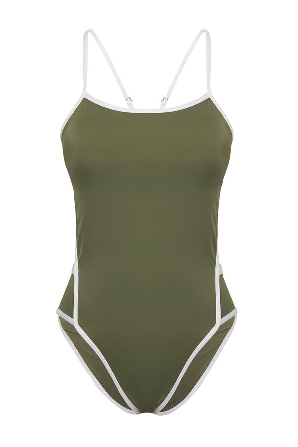 Trendyol Trendyol Khaki Barbell Neck Piping Swimsuit