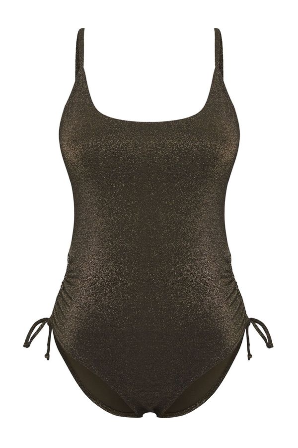 Trendyol Trendyol Khaki*002 Plain Round Tunnel Strappy Swimsuit