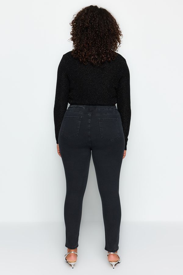 Trendyol Trendyol krivulja Antracit visokog struka fleksibilne skinny traperice