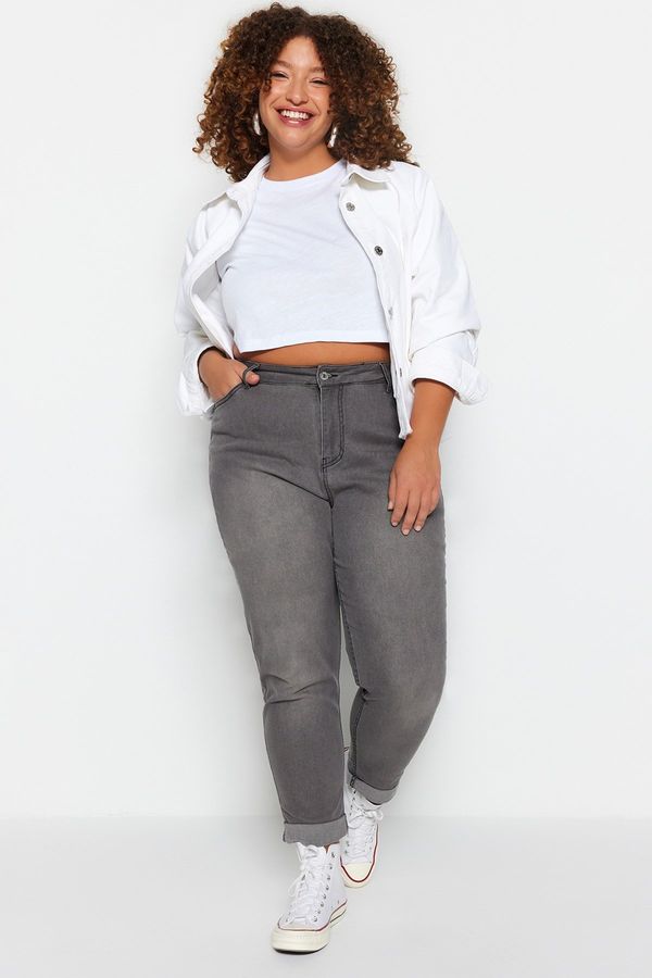 Trendyol Trendyol krivulja bijela traper jakna s detaljima šivanja i gumbima