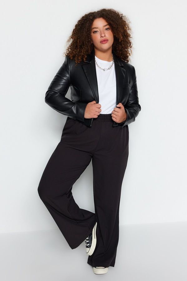 Trendyol Trendyol krivulja crne lepršave hlače širokog kroja