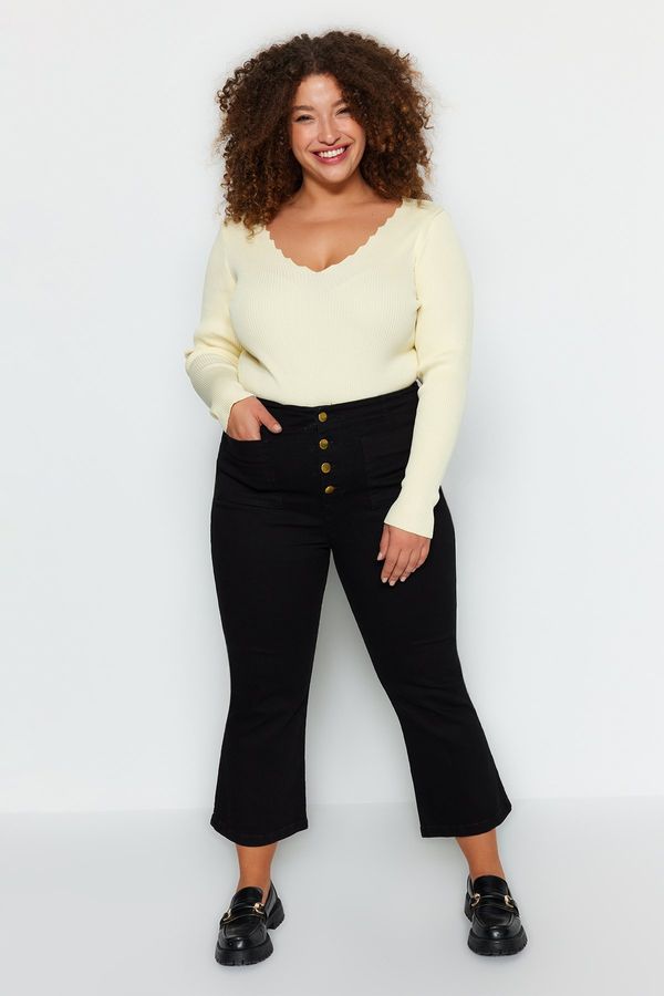 Trendyol Trendyol krivulja crne traperice gaćice