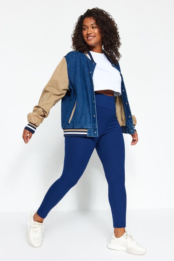 Trendyol Trendyol krivulja Mornarski plava rebrasta pletene tajice