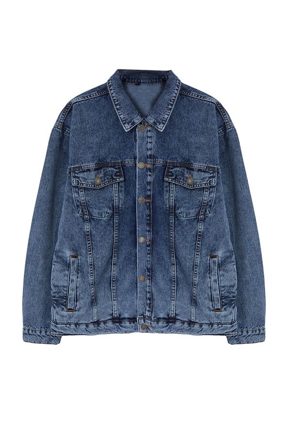 Trendyol Trendyol Light Blue Regular Light Blue Men's Oversize Denim Jeans Jacket