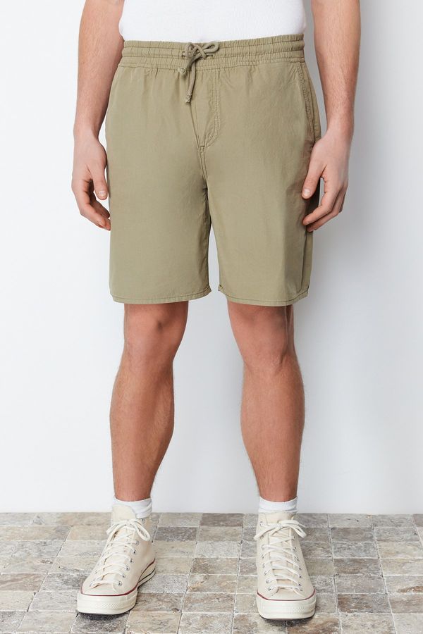 Trendyol Trendyol Light Khaki Regular Fit Paper Touch Shorts Bermuda