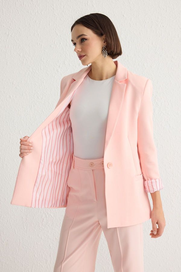 Trendyol Trendyol Light Pink Striped Blazer Jacket