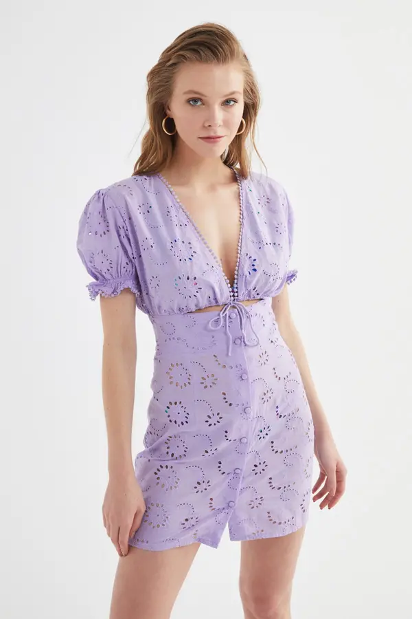 Trendyol Trendyol Lilac Button Detailed Fisto Beach Dress