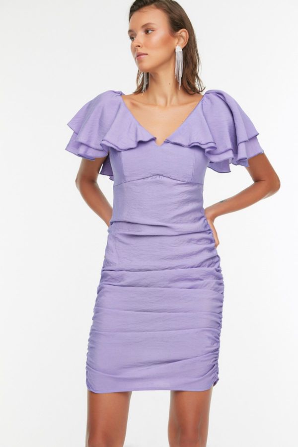 Trendyol Trendyol Lilac Shirred detaljna večernja haljina