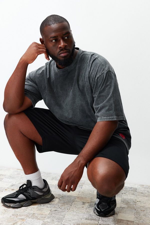 Trendyol Trendyol Limited Edition Muški plus veličina preveliki izblijedjeli efekt 100% pamučna udobna majica.