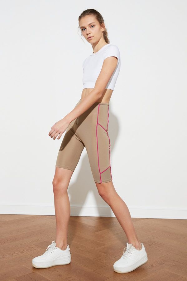 Trendyol Trendyol Mink Pie Detailed Zippered Biker Sports Leggings