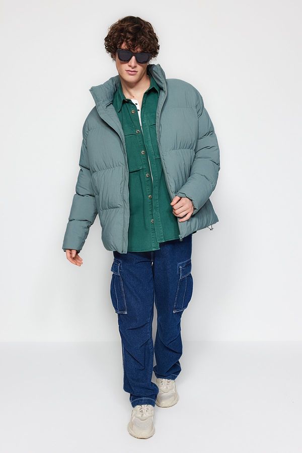 Trendyol Trendyol mint Unisex oversize stane stajaći ovratnik natečeni kaput.