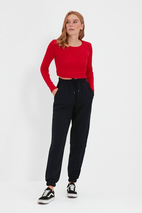 Trendyol Trendyol mornarsko plavo debelo runo unutar osnovnih pletenih trenirki