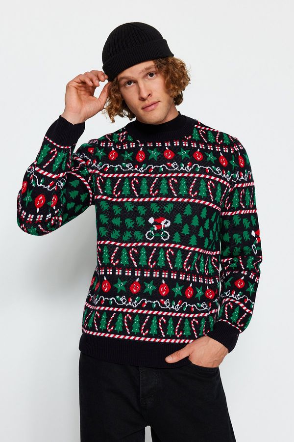 Trendyol Trendyol Multi Color Regular Fit Crew Neck Christmas Knitwear Sweater