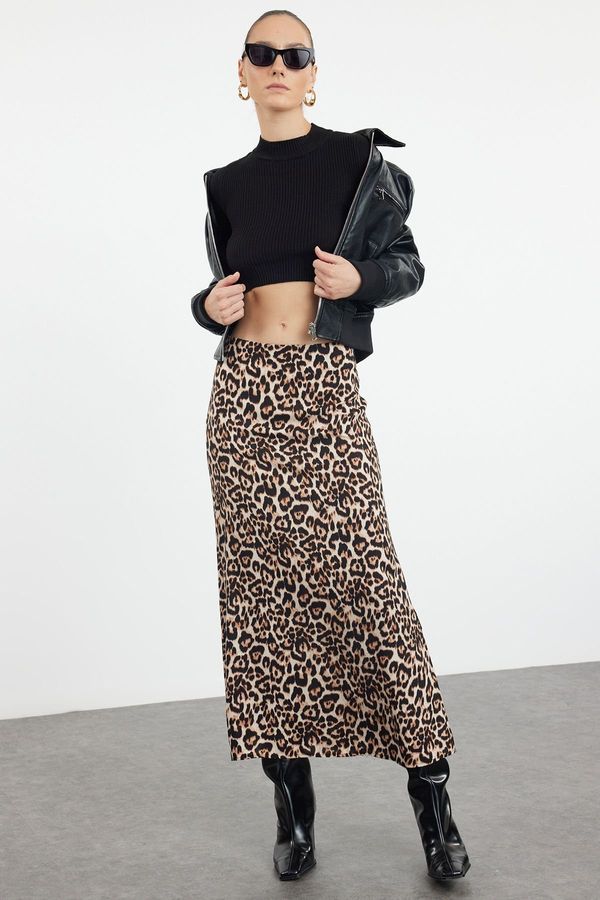 Trendyol Trendyol Multicolored Leopard Animal Patterned Maxi Length Woven Skirt