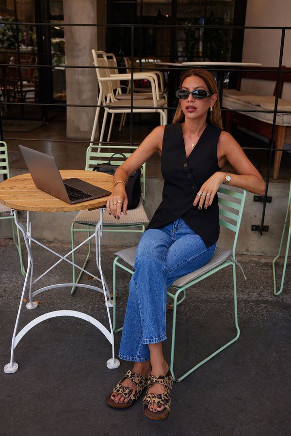 Trendyol Trendyol Multicolored Leopard Patterned Brown Double Buckle Women's Slippers