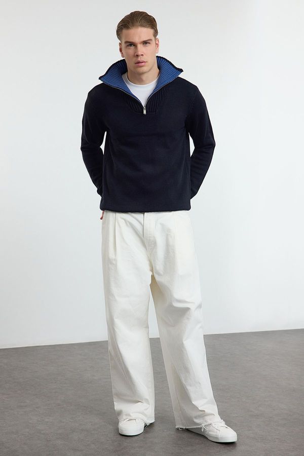 Trendyol Trendyol Navy Blue Casual Regular Half Turtleneck Plain Knitwear Sweater