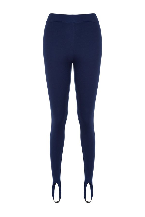 Trendyol Trendyol Navy Blue High Waist Fuzo Interlock pletene tajice