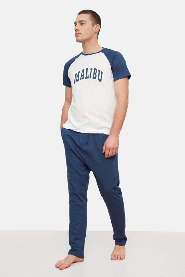 Trendyol Trendyol Navy Blue Knitted Pajamas Set