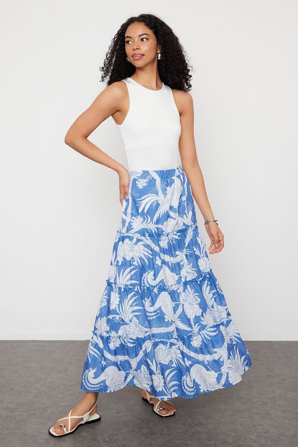 Trendyol Trendyol Navy Blue Patterned Woven Skirt