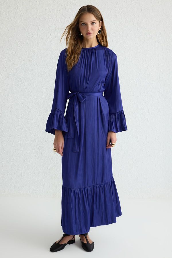 Trendyol Trendyol Navy Blue Satin Woven Evening Dress