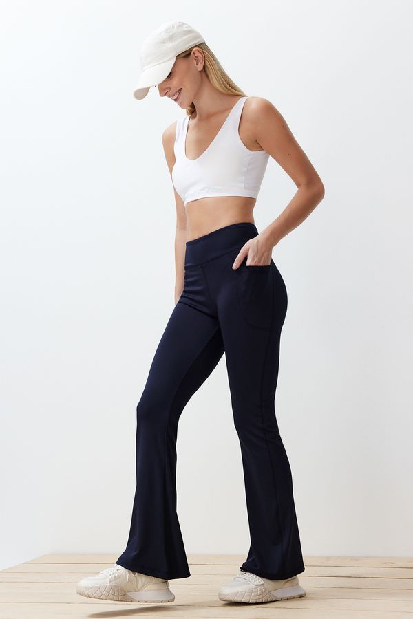 Trendyol Trendyol Navy Blue Scuba/Diving Fabric Relaxed Fit Flare Knitted Sports Sweatpants