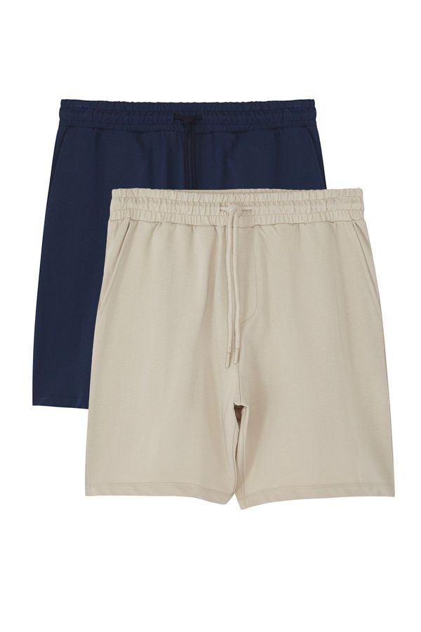 Trendyol Trendyol Navy Blue-Stone 2-Pack Regular 100% Cotton Comfort Shorts