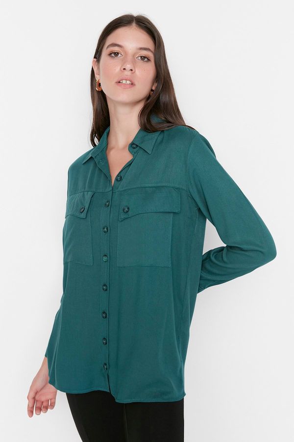 Trendyol Trendyol Oil Double Pocket Woven Shirt