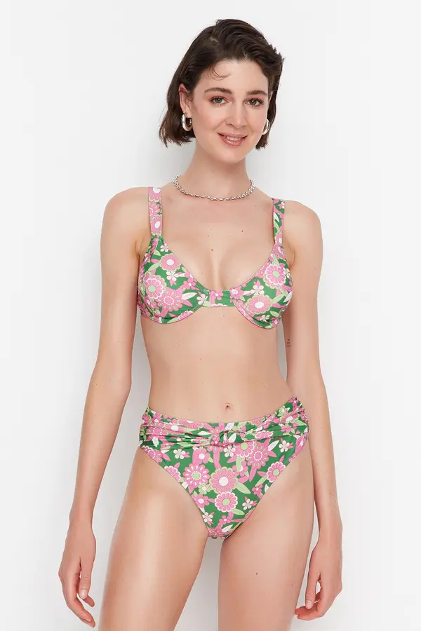Trendyol Trendyol Pink Floral Print Bikini Bottoms