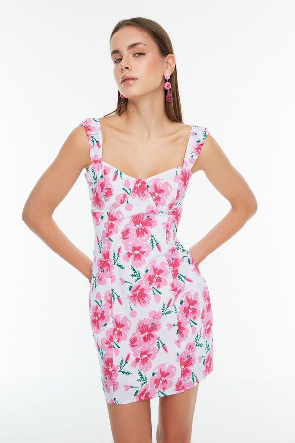 Trendyol Trendyol Pink Woven Floral Strappy Mini Woven Dress
