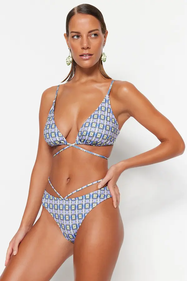 Trendyol Trendyol pločica s uzorkom visoke noge bikini dno