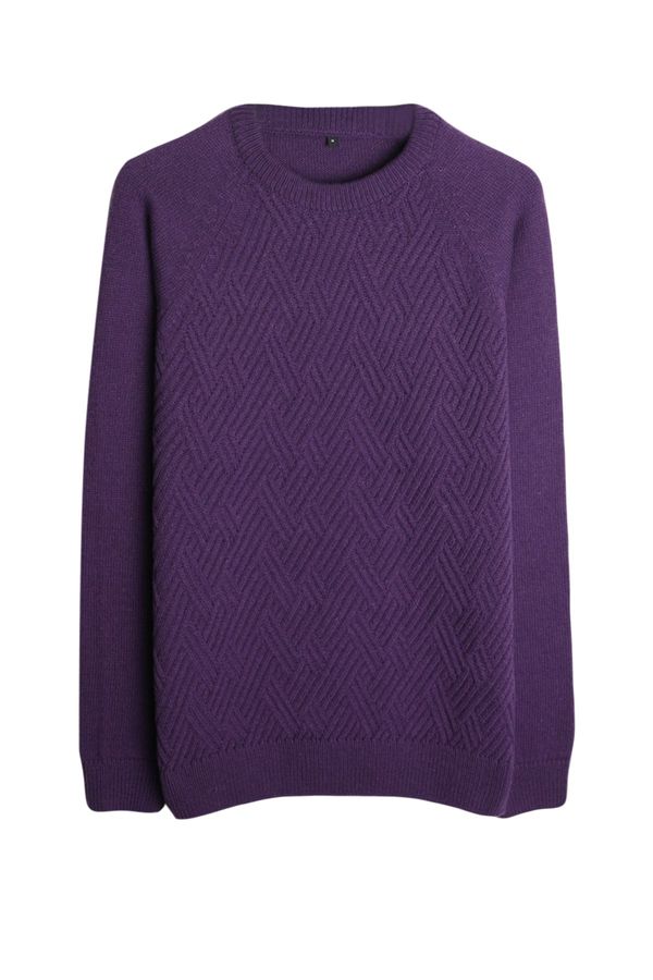 Trendyol Trendyol Purple Unisex Slim Crew Neck Textured Knitwear Sweater