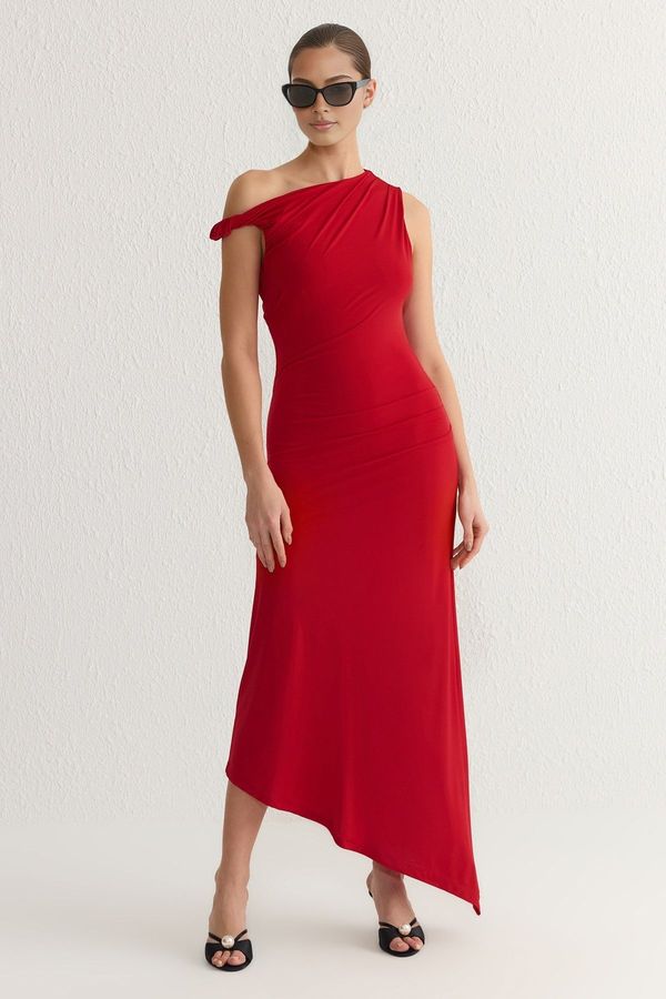 Trendyol Trendyol Red Asymmetrical Collar Knitted Dress