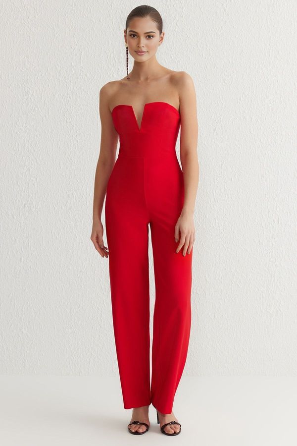 Trendyol Trendyol Red Strapless Woven Jumpsuit