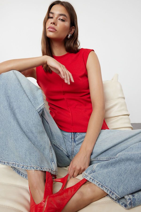 Trendyol Trendyol Red Viscose/Soft Fabric Fitted Stretchy Knitted Blouse