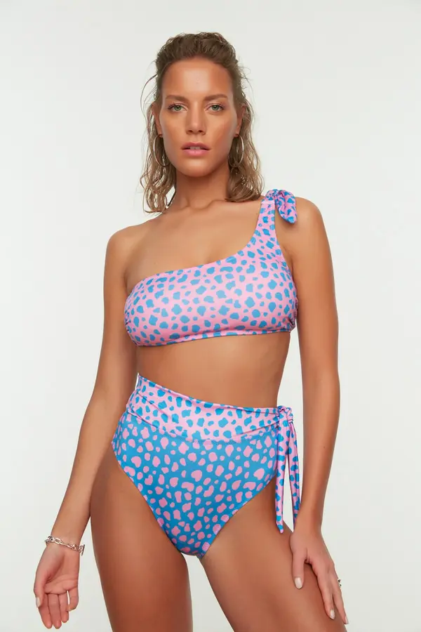 Trendyol Trendyol šareni leopard uzorak kravata visokog struka bikini donji dio