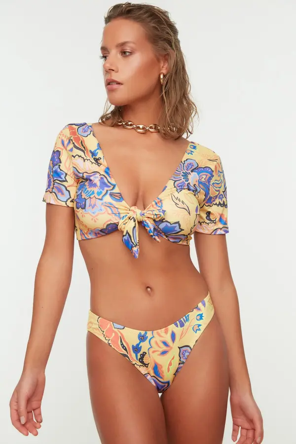 Trendyol Trendyol senf cvjetni print bikini donji dio