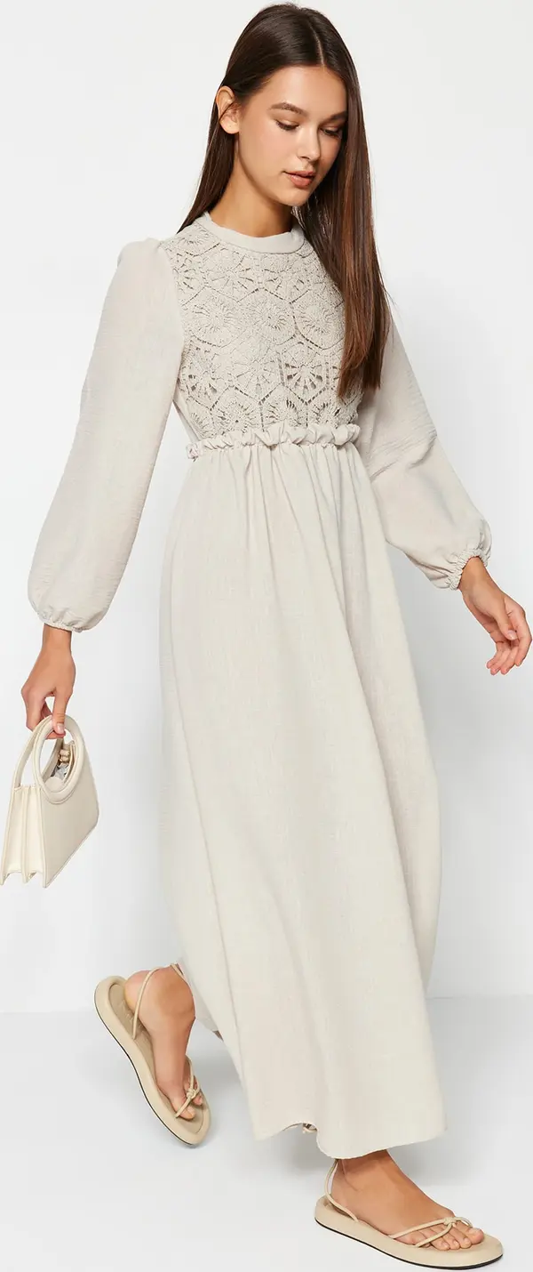 Trendyol Trendyol Stone Guipure/Scallop Detailed Woven Dress