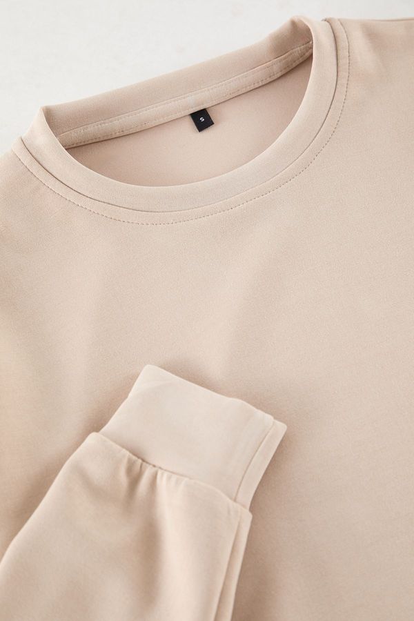 Trendyol Trendyol Stone More Sustainable Regular/Normal Cut Soft Modal Blend Basic Sweatshirt