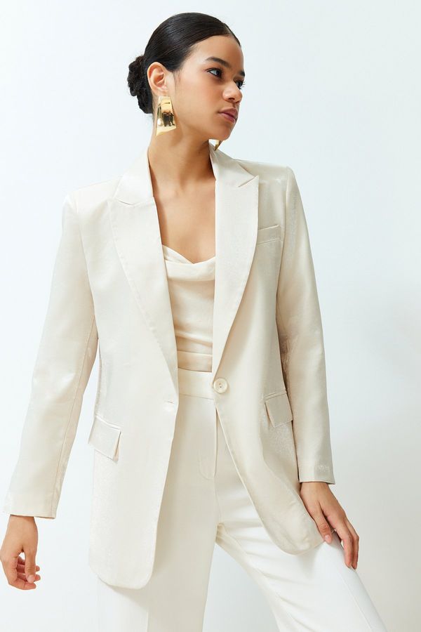 Trendyol Trendyol Stone Oversize Satin Woven Blazer Jacket