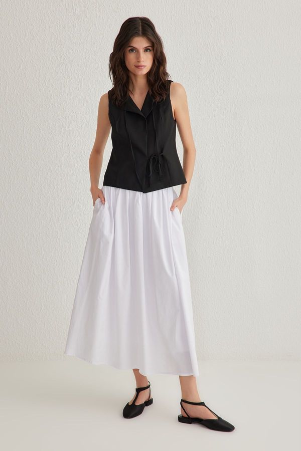 Trendyol Trendyol White Flared Maxi Elastic Waist Skirt