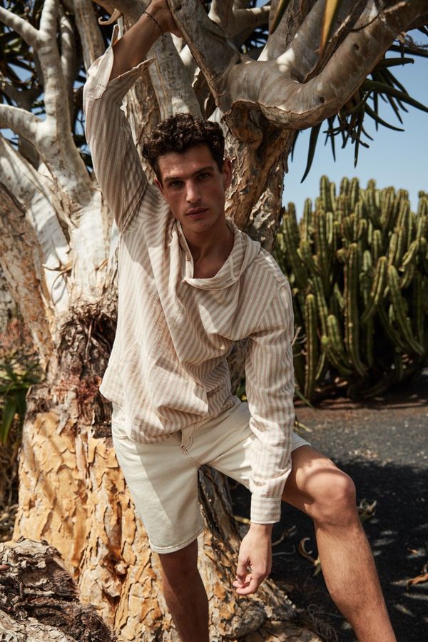 Trendyol Trendyol White Skinny Fit Tobacco Stitched Denim Shorts