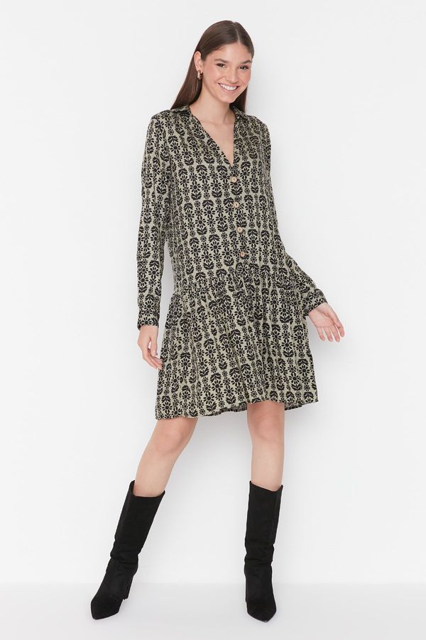 Trendyol Trendyol zelena haljina s gumbima na volanima