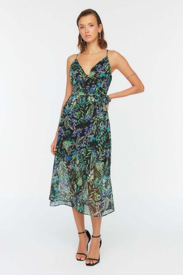 Trendyol Trendyol zelena petite leđa detaljna tkana haljina