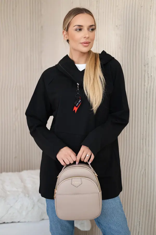 Kesi Tunic with zipper on hood Oversize black