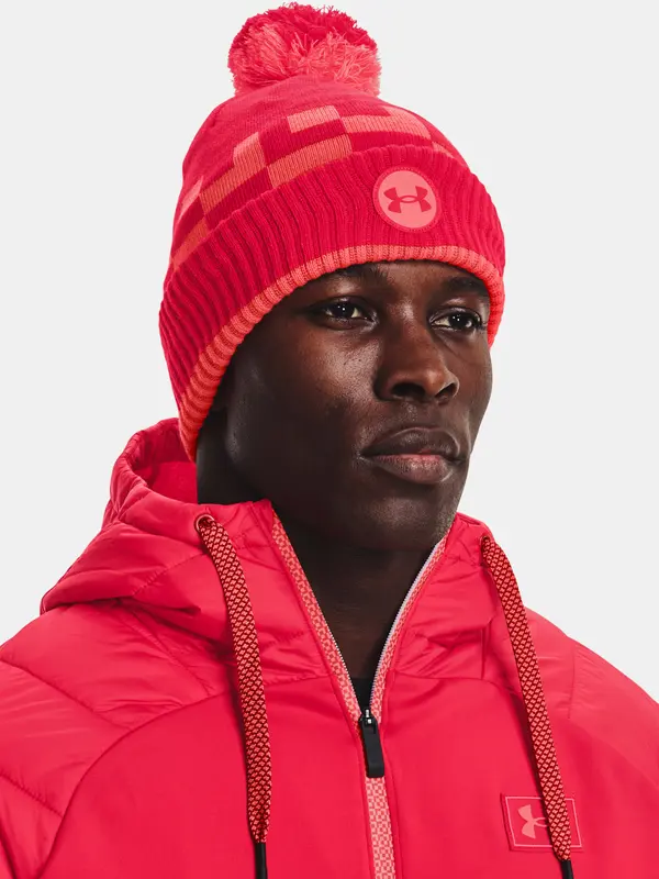 Under Armour Under Armour Geo Fleece Pom Beanie-RED - Men's