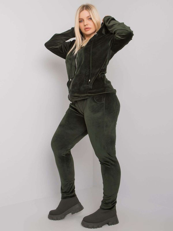 Fashionhunters Velor kṛkit khaki plus sizes